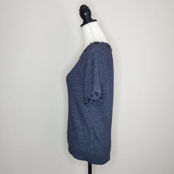 J. Crew Navy Jeweled Top Small - Picture 4 of 8